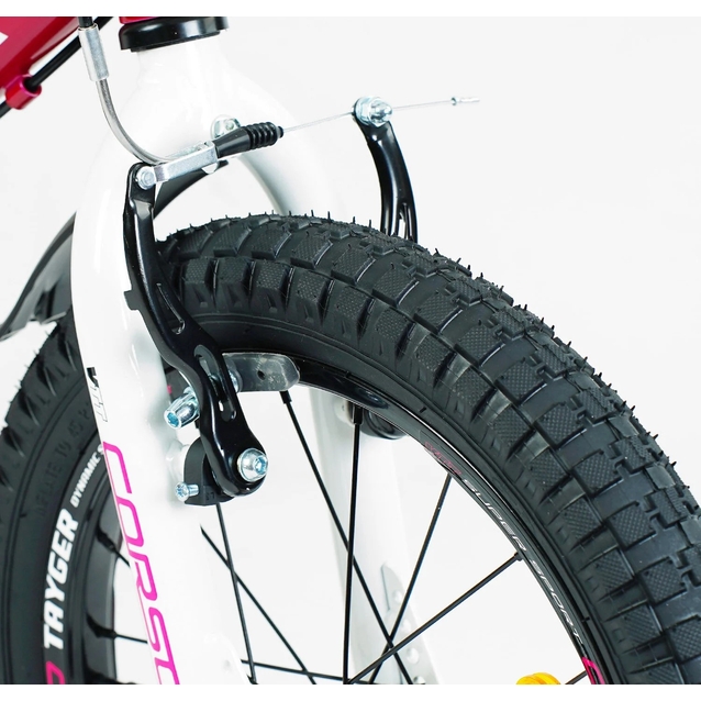 Дитячий велосипед 18 AL Corso «TAYGER» TG-21702 алюмінієва рама рожево-білий, ручне гальмо, дод. колеса, дзвоник, бутилочка фото westvelo.com