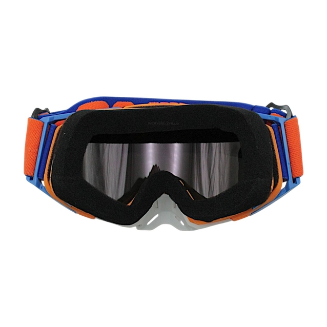 Мото окуляри Кросс-ендуро 100% 109-1-2, синьо-помаранчеві, дзеркальний візор (class B) фото westvelo.com
