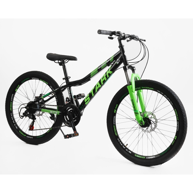 Велосипед 24 ST Corso «STARK» SK-24062 сталь 12", (к-т Saiguan) чорно-салатовий фото westvelo.com