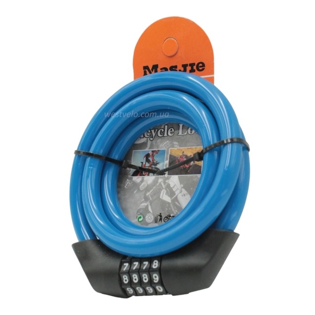 Замок на код змінний 4 цифри MASJIE 163, синій фото westvelo.com