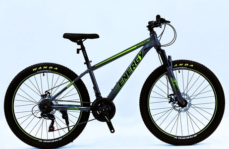 Велосипед 26 ST Corso «ENERGY» EN-26182 сталь 15", (к-т SHIMANO) графітово-салатовий