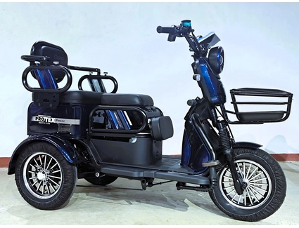 Трицикл Corso «PROTEX POWER» PL-681077, двигун 1200W, акумулятор 72V 24Ah літій-залізно-фосфатний, синій + 1 ящик. акум, колеса 10"