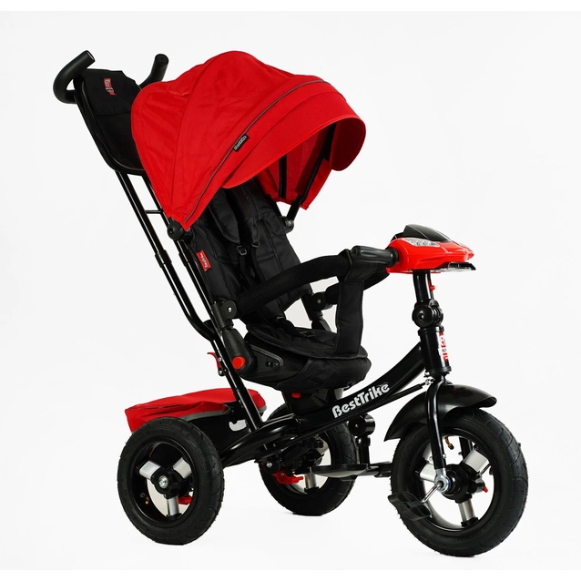 Дитячий велосипед 3-х колісний з батьківською ручкою, з дашком, надувні колеса Best Trike 6088 F-902-36 червоно-чорний