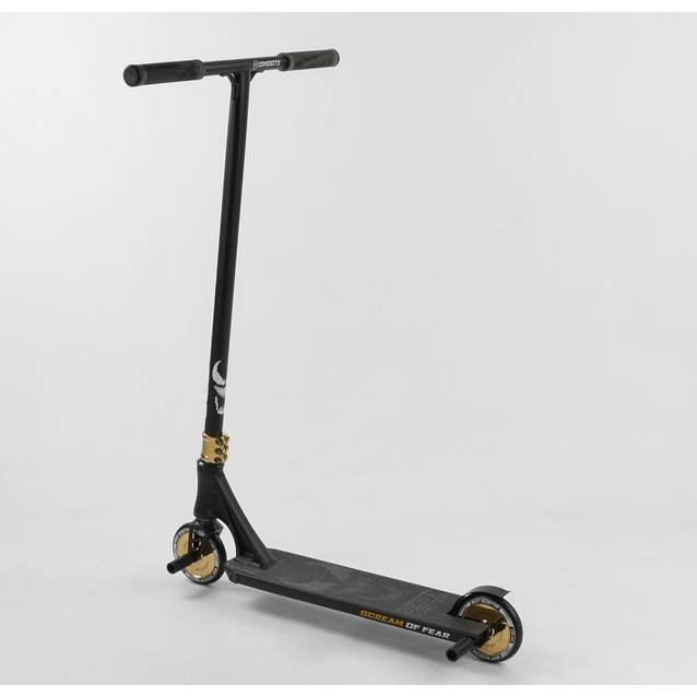 Самокат трюковий Best Scooter «SIMBIOTE-2» 71383 чорний, HIC-система, пеги, AL диск та дека, колеса PU Ø120mm, ширина керма - 57 см фото westvelo.com