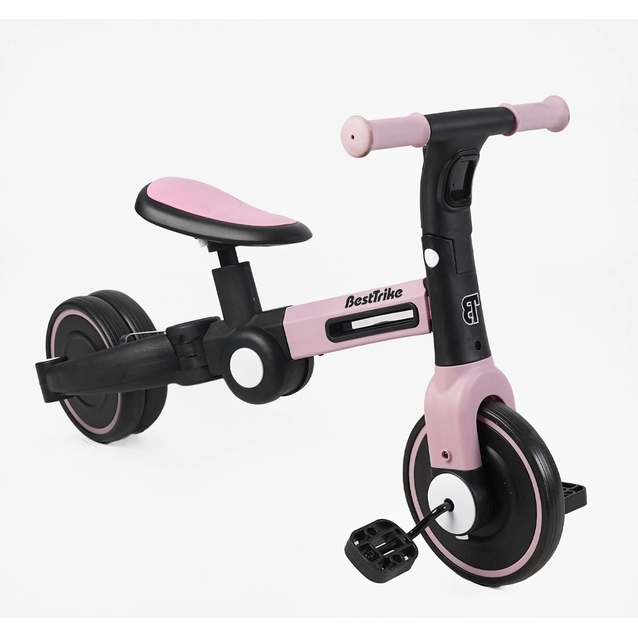 Дитячий велосипед 3-х колісний EVA (піна) Best Trike колеса 8-6, BS-11402 рожевий, нейлонова рама, рама та задні колеса -складні, підсвічування, кошик фото westvelo.com