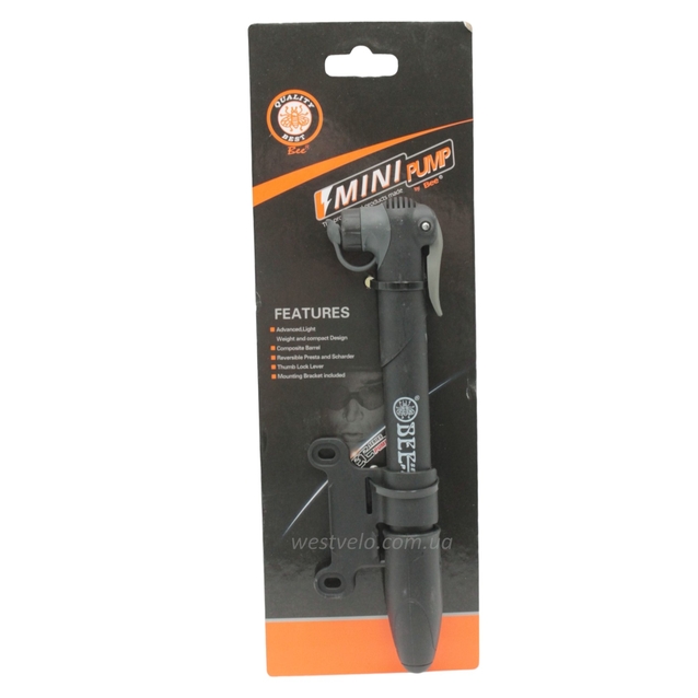 Насос вело BEE pump (M21-02) пластик з кріпленням чорний (AV/FV) фото westvelo.com