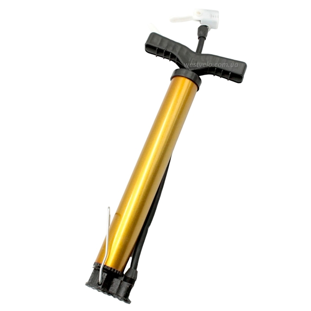 Насос вело металевий 2-ний наконечник (AV/FV) золотистий (під ромашку) фото westvelo.com