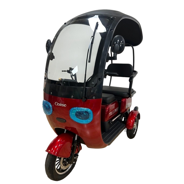 Трицикл Corso «TERRA» TR-420311, двигун 800W, акумулятор 72V/20Ah, червоний + 1 ящик. акум, колеса 10" фото westvelo.com