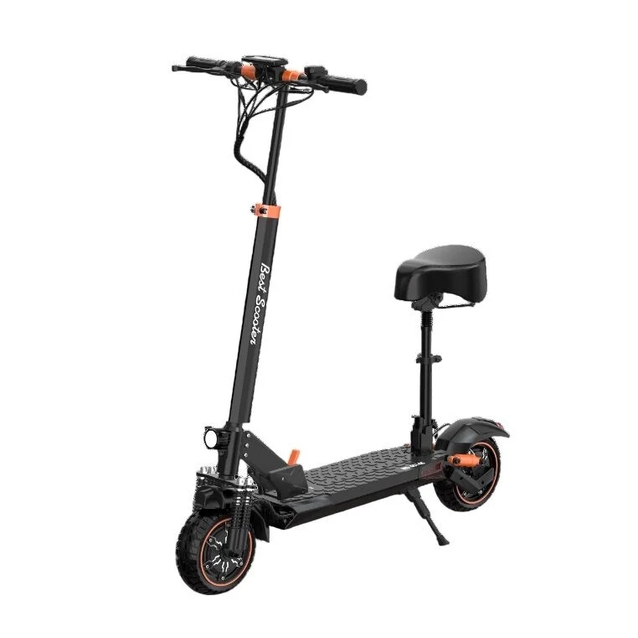 Електросамокат Best Scooter MS-40140 двигун 2х1200W, акумулятор літієвий 48V 17.5Ah з сидінням, складний, колеса 10, чорно-помаранчевий фото westvelo.com