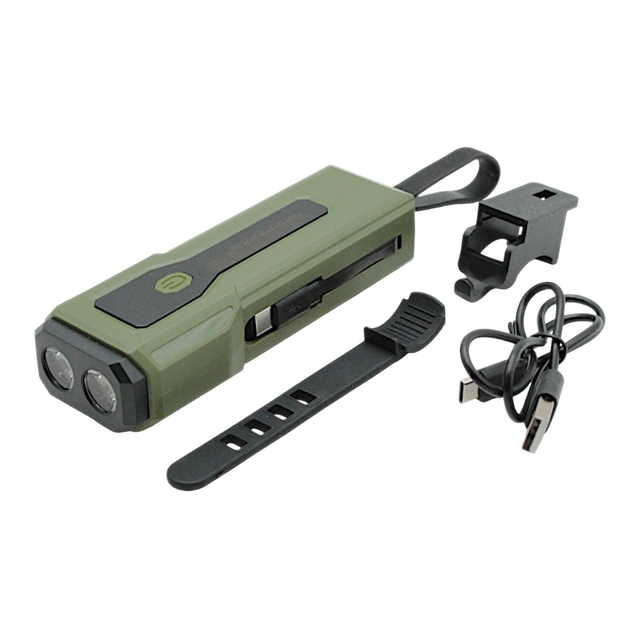 Фара Power bank (Type-C) (5000mAH) Z828-2x3W+COB, габаритне світло, (Темно-зелений хакі) фото westvelo.com