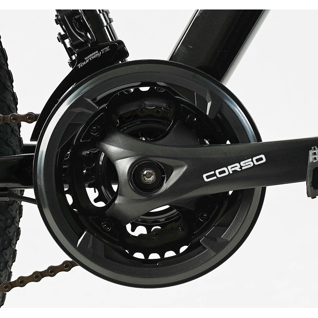Велосипед 27.5 ST Corso «TORNADO» TR-27257 сталь 15,5", (к-т SHIMANO) чорно-салатовий фото westvelo.com