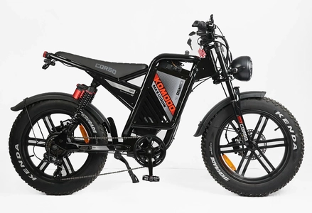 Електрофетбайк 20 ST Corso «KOMODO MAX» KM-73100 сталь, двигун 1200W, акумулятор 60V21Ah літієвий, (к-т SHIMANO) чорно-помаранчевий, литі колеса