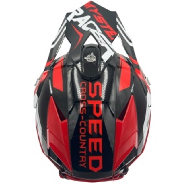 Шолом, закритий крос/ендуро (L) АТV Forsage Rider  032 чорно-червоний глянець з дашком + окуляри