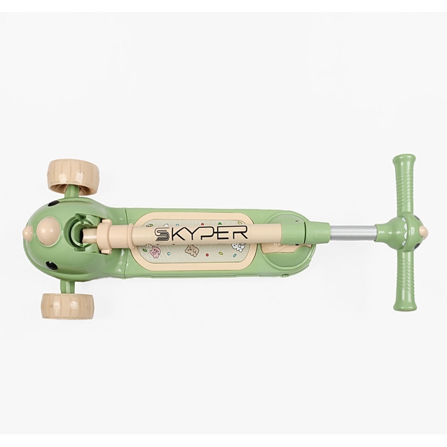 Самокат дитячий 3-х колісний Skyper DN-32/1147 зелений, колеса PU Ø125mm/40mm зі світлом, озвучування та підсвічування платформи, кермо складне фото westvelo.com