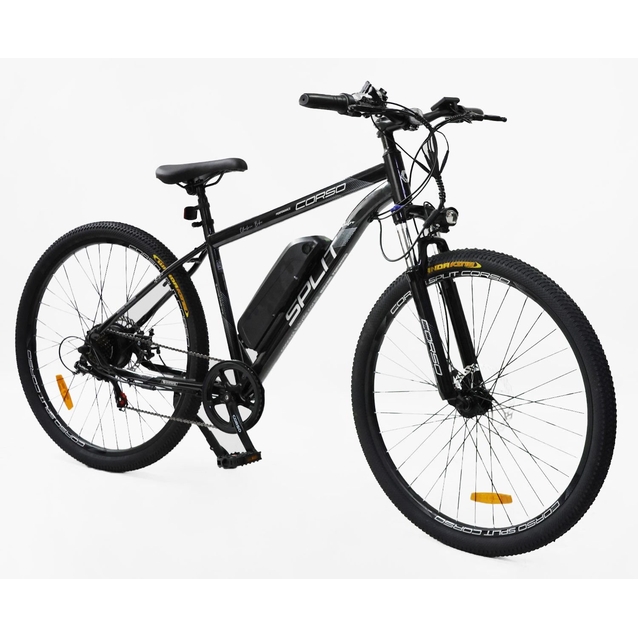 Електровелосипед 29 ST Corso «SPLIT» SP-55010 сталь 19, двигун 350W, акумулятор 36V13Ah літієвий (к-т SHIMANO) чорний фото westvelo.com