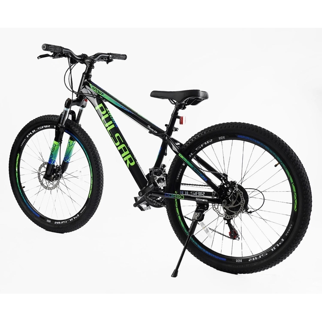 Велосипед 26 AL Corso «PULSAR» PL-26407 алюміній 13", (к-т SHIMANO) чорно-салатово-синій фото westvelo.com