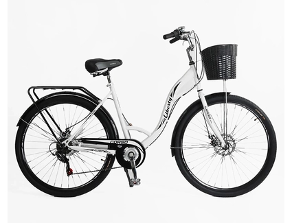 Міський велосипед 28 ST Corso «LIBERTY» LR-28014 сталь 20", (к-т SHIMANO) білий + кошик