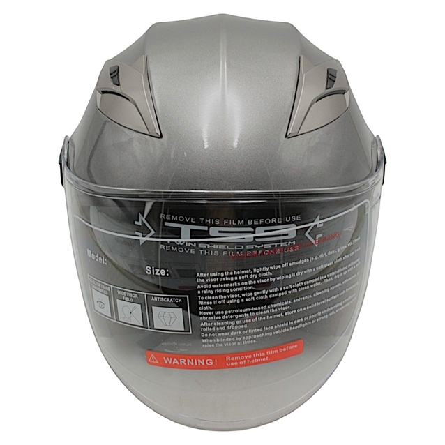 Мото шолом, відкритий (S) (55-56см) BLD-708 сірий глянець з відкидними окулярами фото westvelo.com