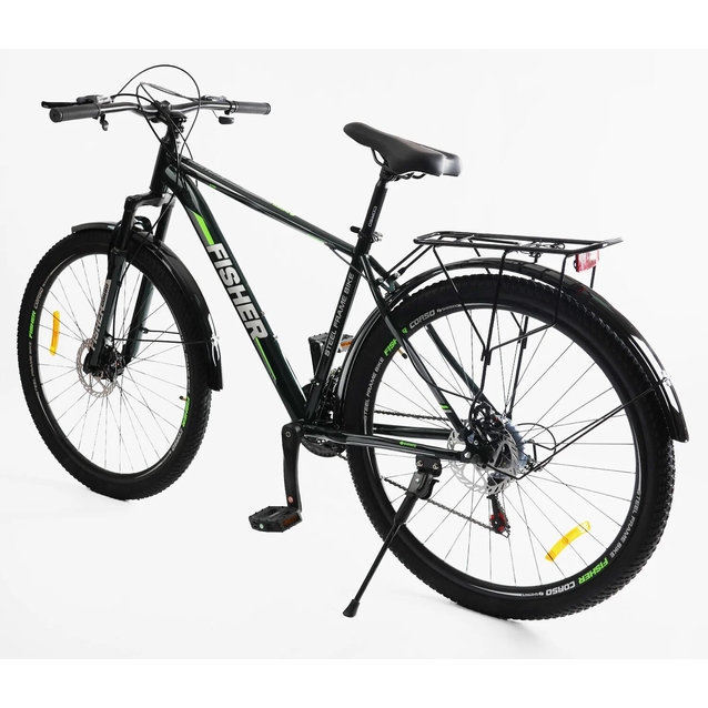 Велосипед 29 ST Corso «FISHER» FS-31182 сталь 19", (к-т SHIMANO) чорно-салатовий фото westvelo.com