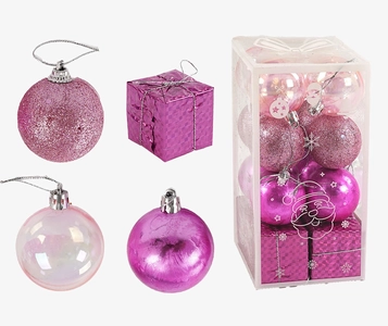 Новорічні прикраси 16 шт, кульки, подарунки, D = 5 см, у слюді (C 67356)