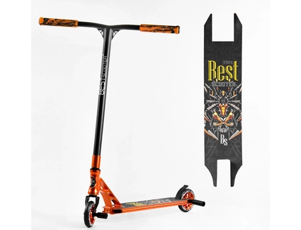 Самокат трюковий Best Scooter «SPIDER» 53880 помаранчевий, HIC-система, пеги, AL диск та дека, колеса PU Ø110mm, ширина керма - 60 см