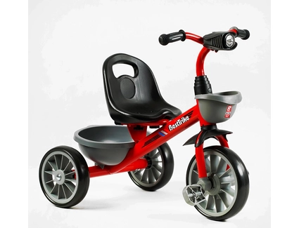 Дитячий велосипед 3-х колісний EVA (піна) Best Trike колеса 12-10, BS-23044 червоно-сірий, сталева рама, фара з музикою та світлом, 1 пісня українською та 2 англійською, 2 кошики
