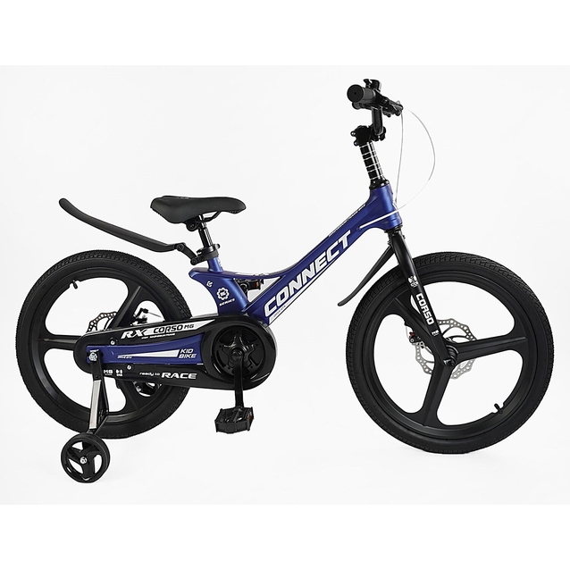 Дитячий велосипед 20 MG Corso «CONNECT» MG-20376, магнієва рама, синій, допоміжні колеса фото westvelo.com