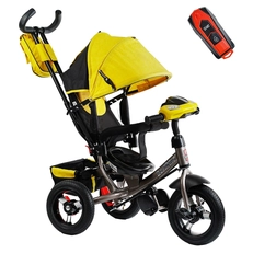 Дитячий велосипед 3-х колісний з батьківською ручкою, з дашком, надувні колеса Best Trike 3390/13-505 жовто-чорний