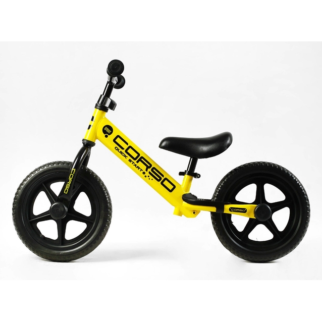 Велобіг 12 Corso, колеса - EVA (піна), сталева рама «SPRINT» JR-82566 жовтий, підставка для ніг фото westvelo.com