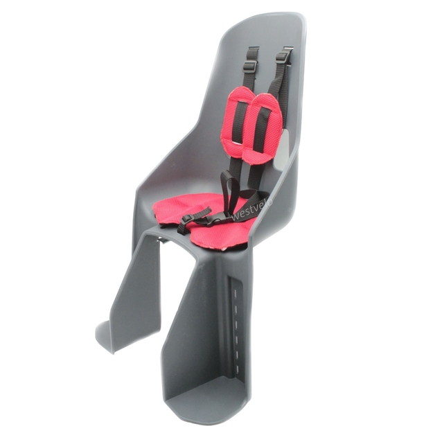 Крісло дитяче, пластик, на зад. багажник, з м'ягкою підкладкою, темно-сіре фото westvelo.com