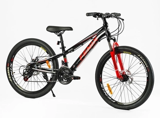 Велосипед 24 AL Corso «FENIX» FX-24016 алюміній 11", (к-т Saiguan) чорно-червоний
