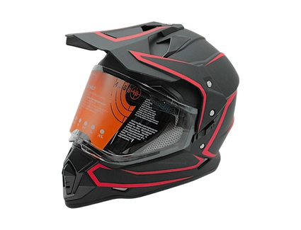 Шолом, закритий крос/ендуро (L) (59-60) АТV Forsage Rider 035 чорно-червоний матовий з дашком вмонтовані окуляри