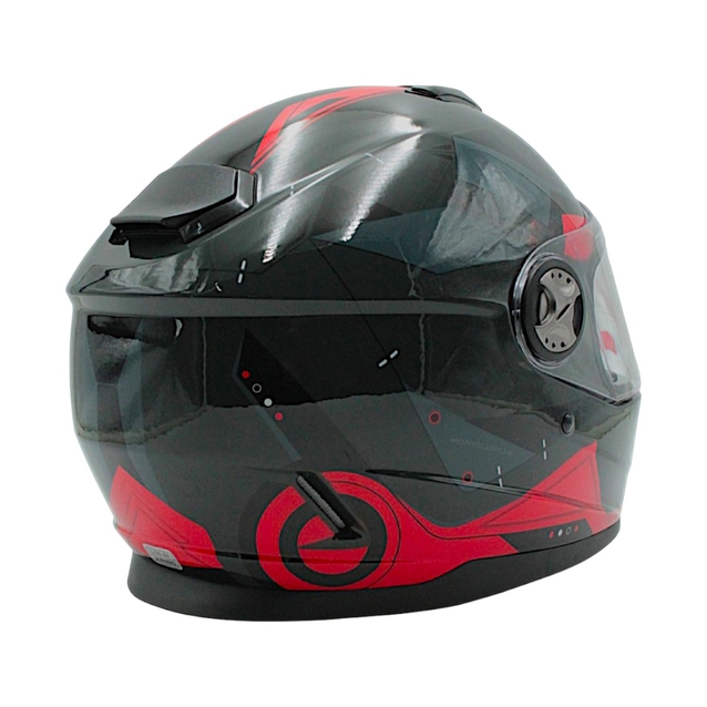 Мото шолом, закритий (L 59-60) BLD-М65 RIDIX, інтеграл, чорно-червоно-сірий глянець фото westvelo.com