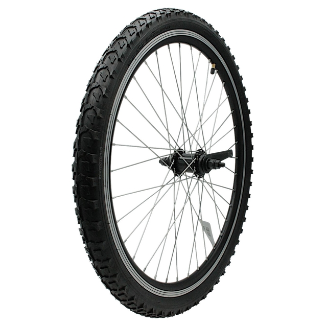 Колесо 24 зад, обід 2-ний чорний, втулка Falcon (чорна) + к-т + камера і шипована покришка 24-2.125 фото westvelo.com