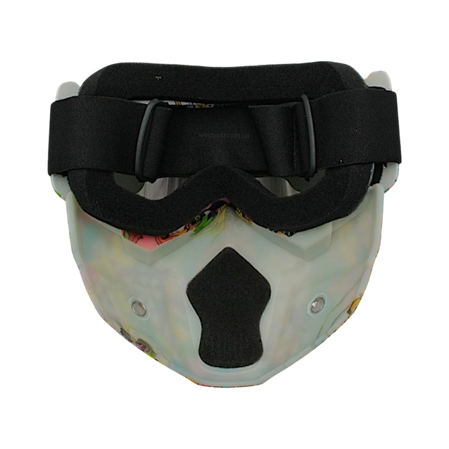 Мото окуляри Кросс-ендуро (хамелеон) BEON + захисна маска (чорно-червоне листя) фото westvelo.com