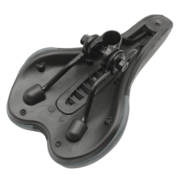 Сідло мтв WL (1080-7), чорне жовто-сіра полоса фото westvelo.com