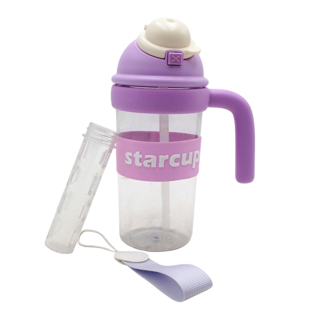 Фляга 650 ml Starcup харч.пластик (ремінець, трубочка, інфузер) мікс кольорів фото westvelo.com