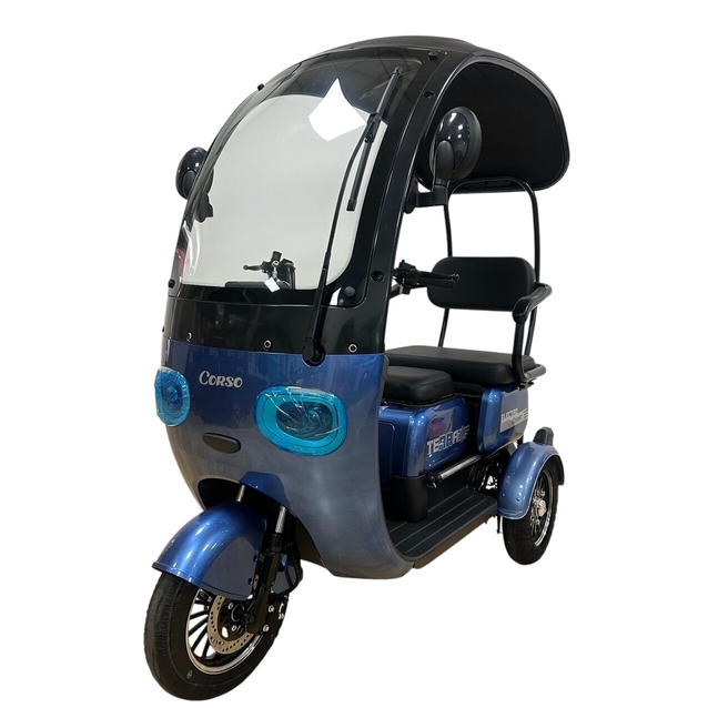 Трицикл Corso «TERRA» TR-201040, двигун 800W, акумулятор 72V/20Ah, синій + 1 ящик. акум, колеса 10" фото westvelo.com