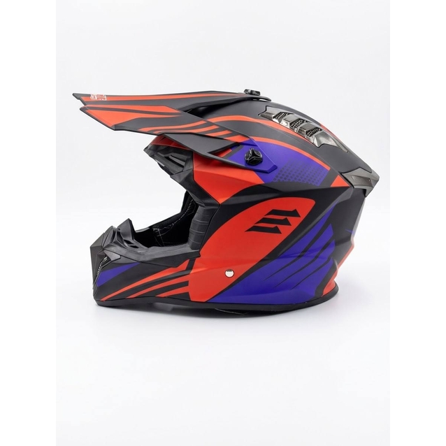 Шолом, закритий крос/ендуро (M) АТV Forsage Rider 018 чорно-червоно-синій з дашком + окуляри фото westvelo.com