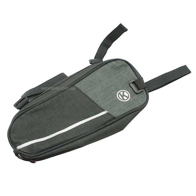 Сумка на раму овальна B-SOUL водовідштовхувальна чорно-сіра фото westvelo.com
