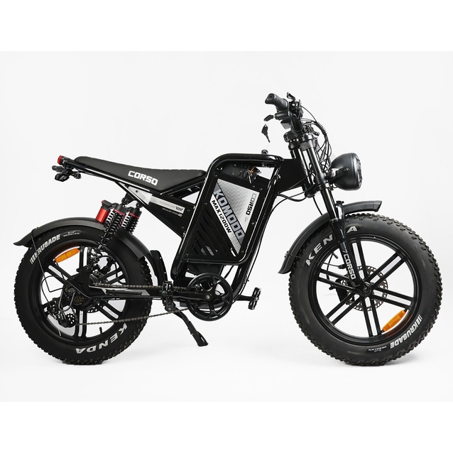 Електрофетбайк 20 ST Corso «KOMODO» KM-84309 сталь, двигун 1200W, акумулятор 60V21Ah літієвий, (к-т SHIMANO) чорний фото westvelo.com