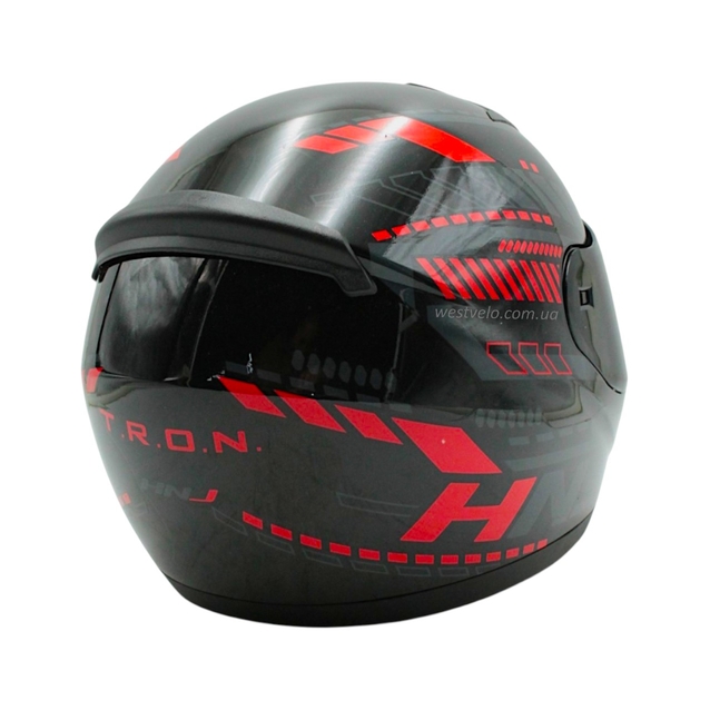 Мото шолом, закритий (L) HNJ TRON "1008-25" чорно-червоно сірий, глянцевий фото westvelo.com