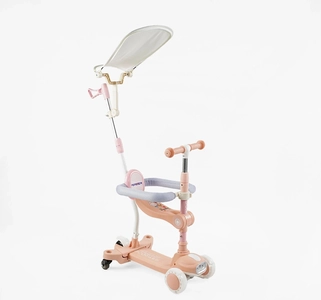 Самокат 5в1 Skyper BT-39904, колеса PU 125х40мм зі світлом, укр озвучування та підсвічування платформи, пудровий