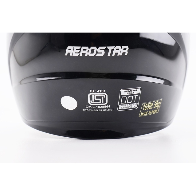 Мото шолом, закритий (XL) AEROSTAR ZEAL (DOT FMVSS 218 CERTIFIED) (DOT) чорний, глянцевий фото westvelo.com