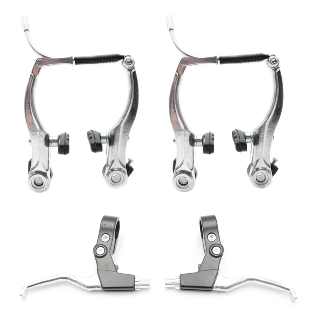 Комплект гальм V-brake алюміній сірий (перед+зад, ручки, троси) фото westvelo.com