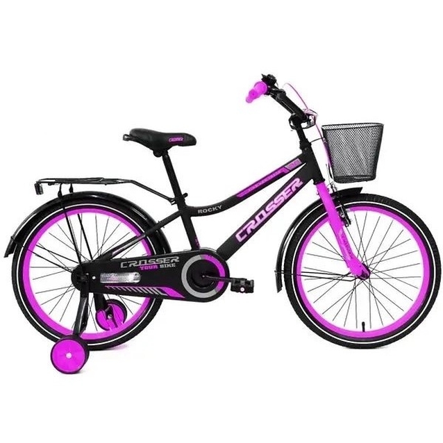 Дитячий велосипед 18 Crosser «ROCKY» 012 чорно-рожевий (+кошик сітка великий) []
