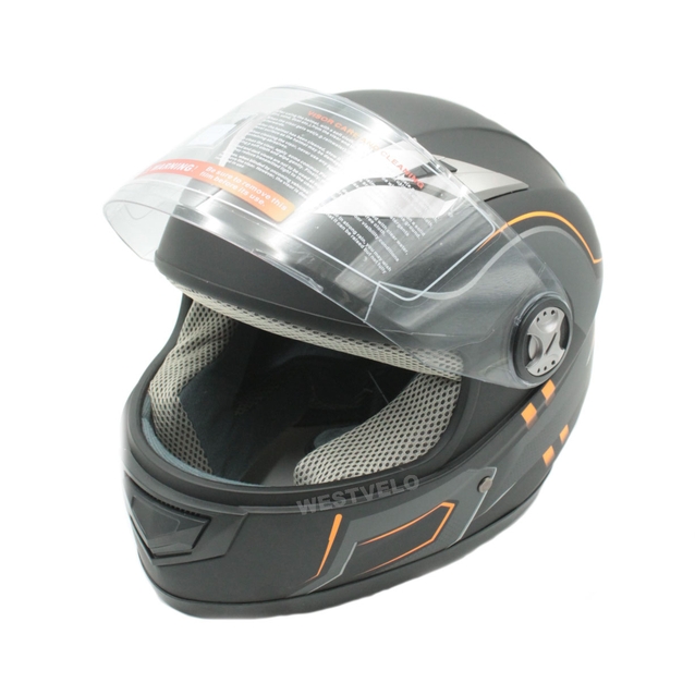 Мото шолом, закритий (XS) F2 830-1 Інтеграл, Neon orange #1, чорний матовий фото westvelo.com