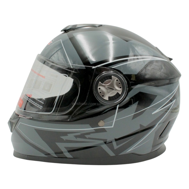 Мото шолом, закритий (S 55-56) F2 М65 чорно-сірий, глянець фото westvelo.com