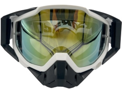 Мото окуляри Кросс-ендуро "MO-5" чорно-білі із дзеркальною лінзою