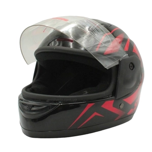 Мото шолом, закритий (ХХS 45/46) F2 801 чорно-червоний, глянець